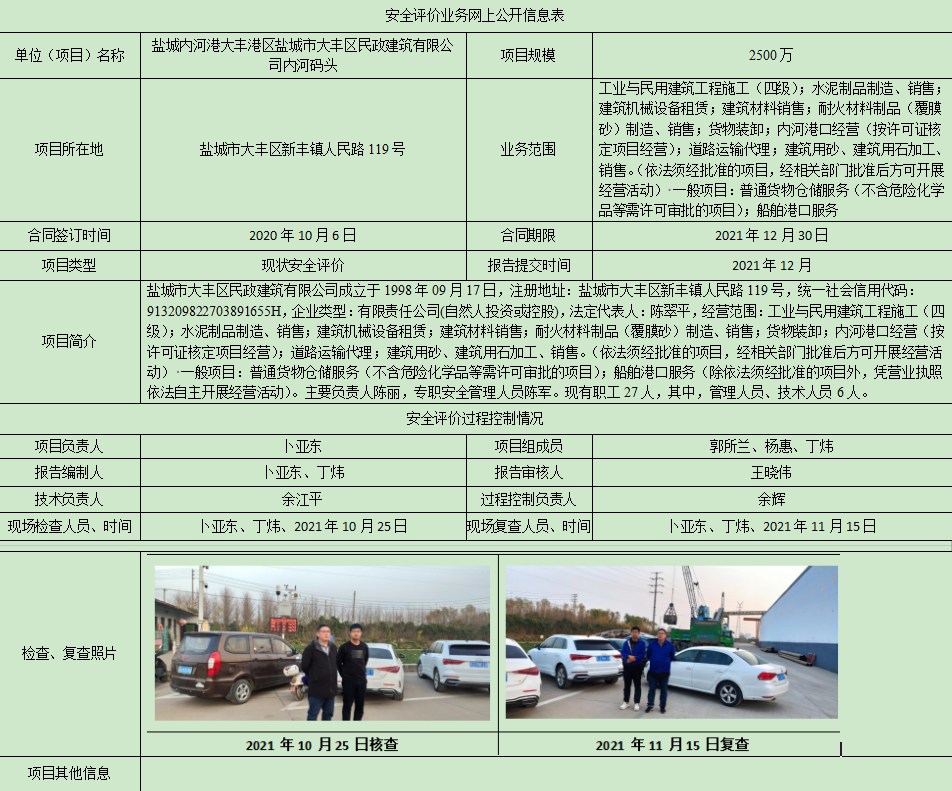 盐城内河港大丰港区盐城市大丰区民政建筑有限公司内河码头