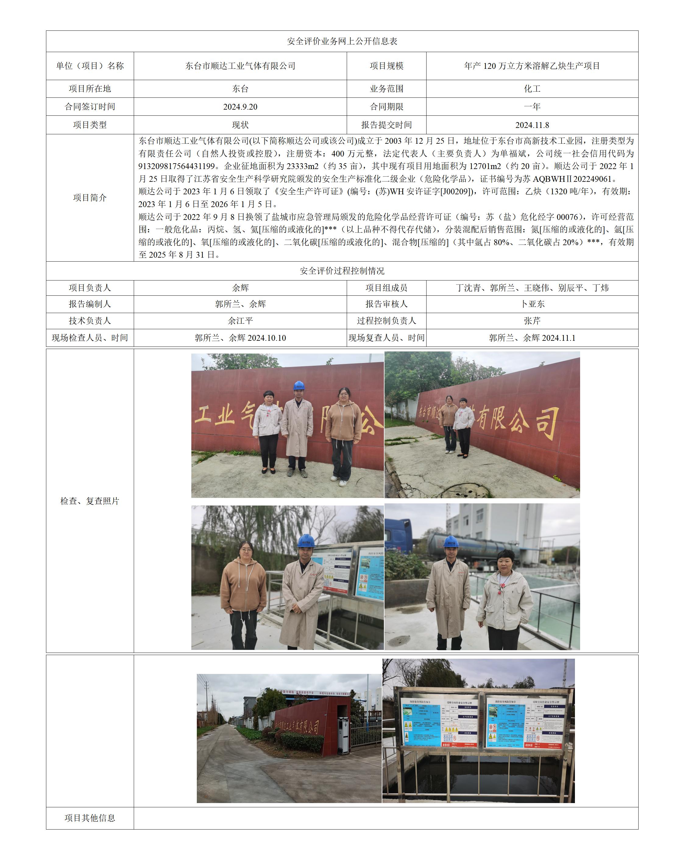 东台市顺达工业气体有限公司环保设施专项