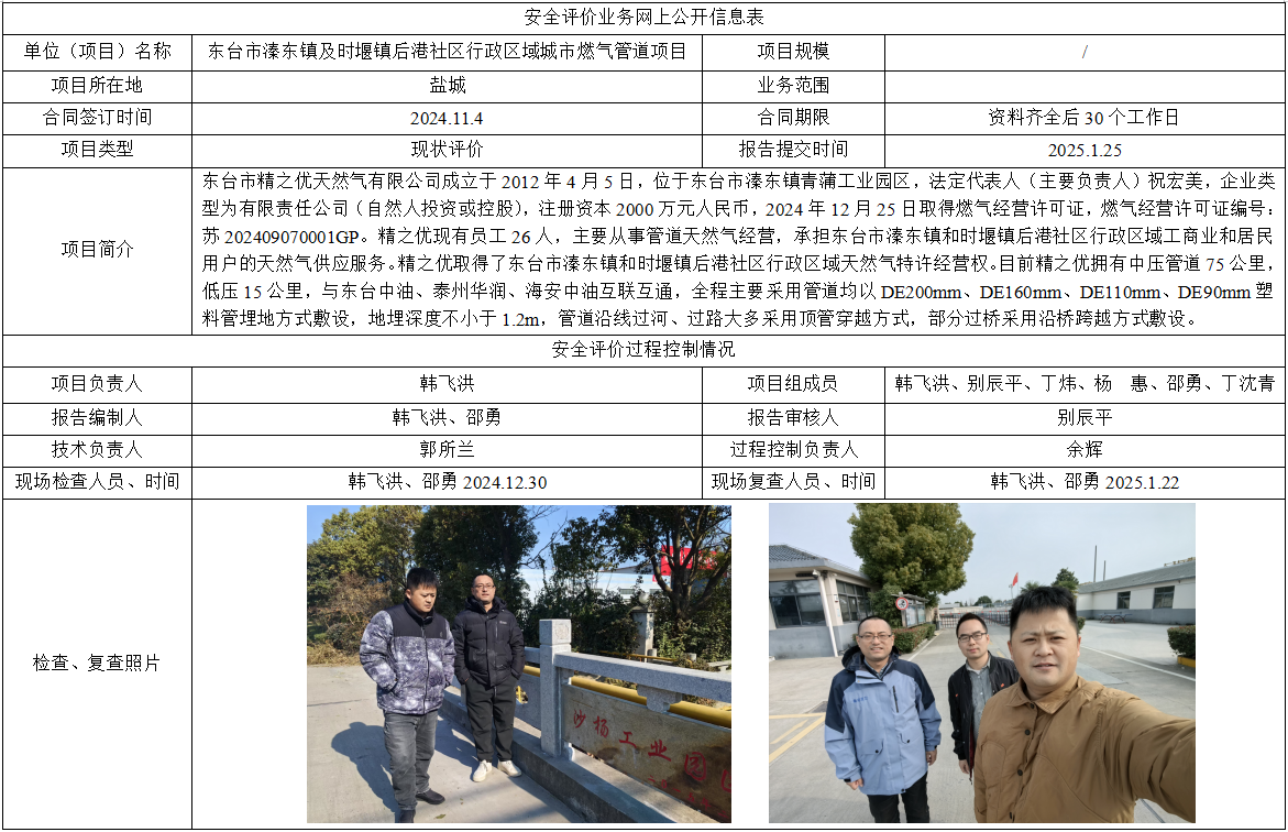 东台市溱东镇及时堰镇后港社区行政区域城市燃气管道项目
